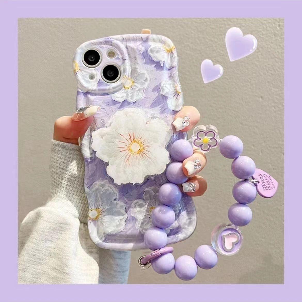 Oil Painting Flower With Bracket & Wristband For iPhone Case - Most iPhone Case