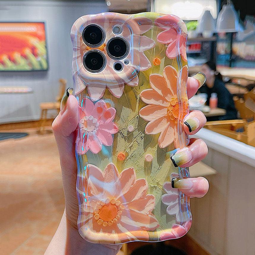 Oil Painting Daisy Flowers With Wristband For iPhone Case - Most iPhone Case