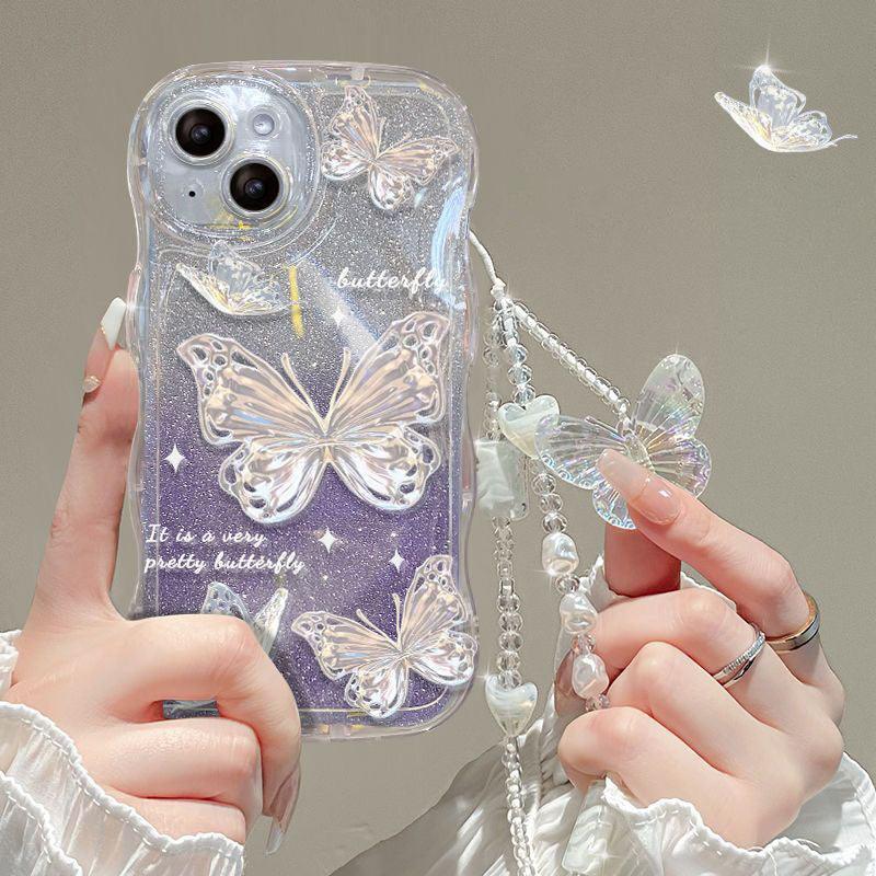 Quicksand Butterfly With Wristband For iPhone Case - Most iPhone Case