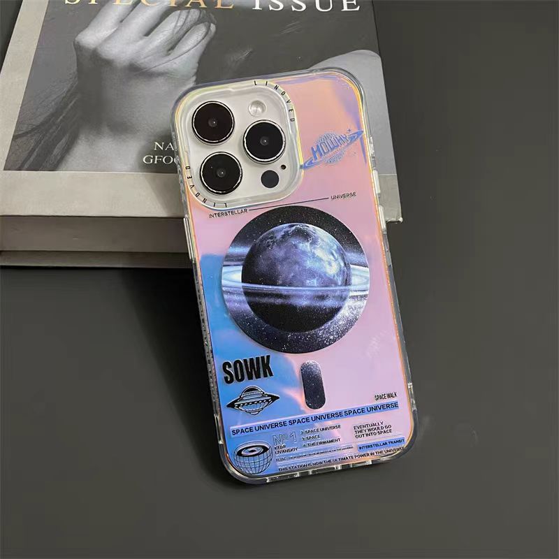 Frosted electroplated planet iPhone case