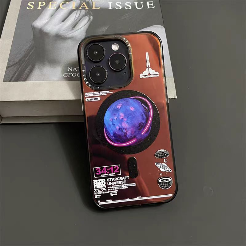 Frosted electroplated planet iPhone case