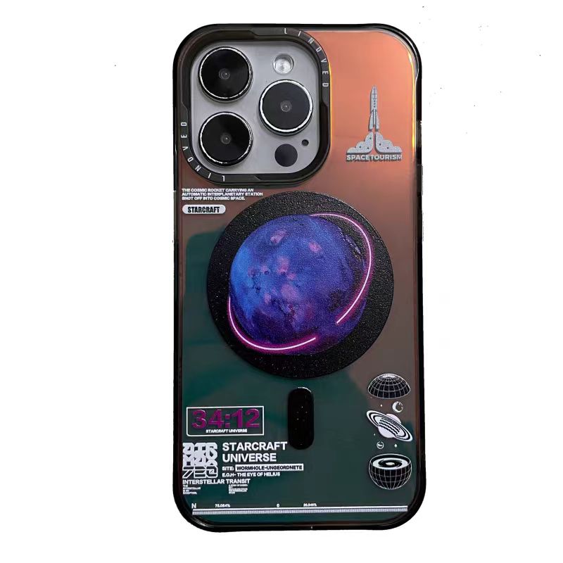 Frosted electroplated planet iPhone case