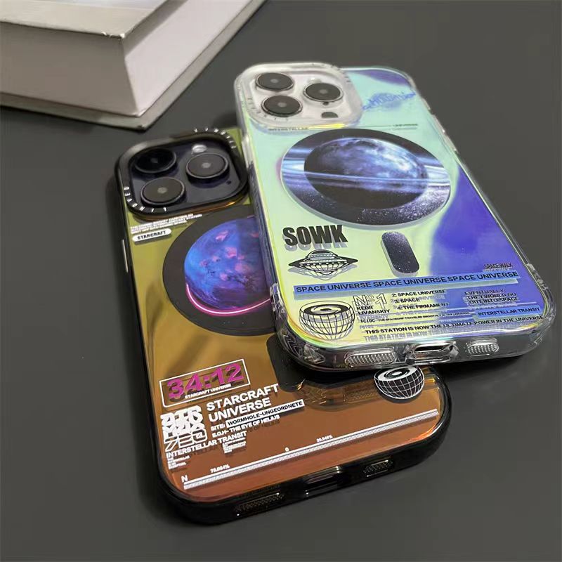 Frosted electroplated planet iPhone case