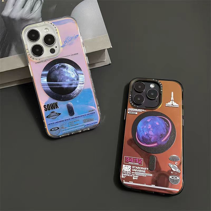 Frosted electroplated planet iPhone case