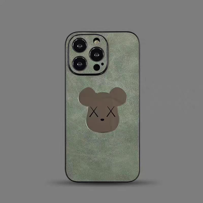 【Bear】Stylish Suede Leather iPhone case