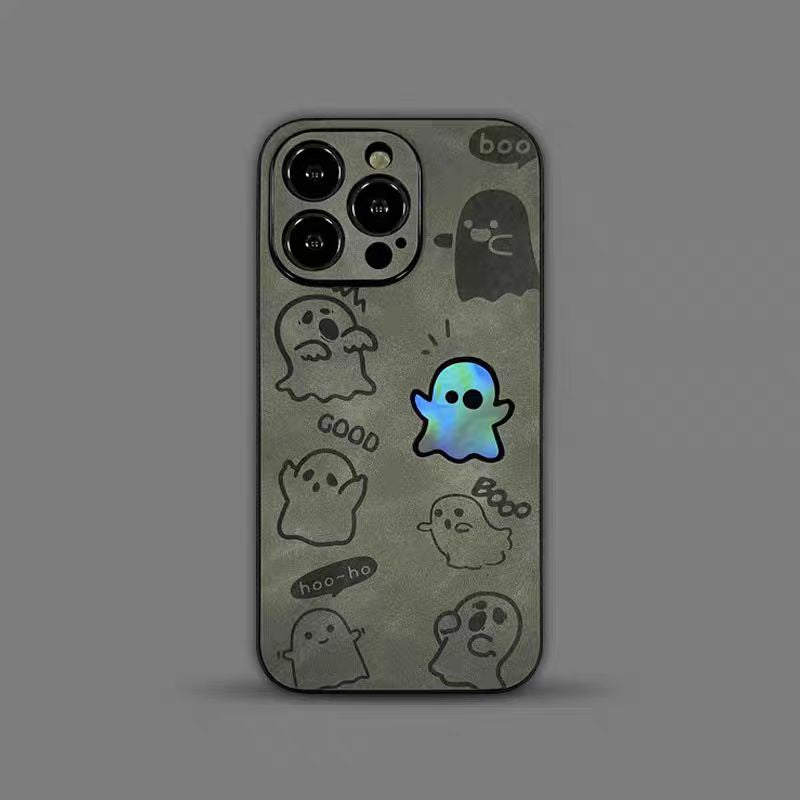 【Little Ghost】Stylish Suede Leather iPhone case