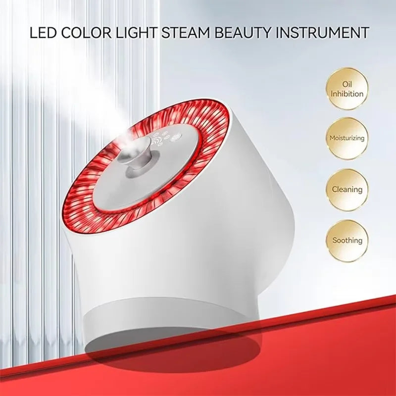 LED Facial Steamer with 240ML Storage Tank, Warm Mist Steam Sprayer for Deep Cleansing and Moisturizing Skin