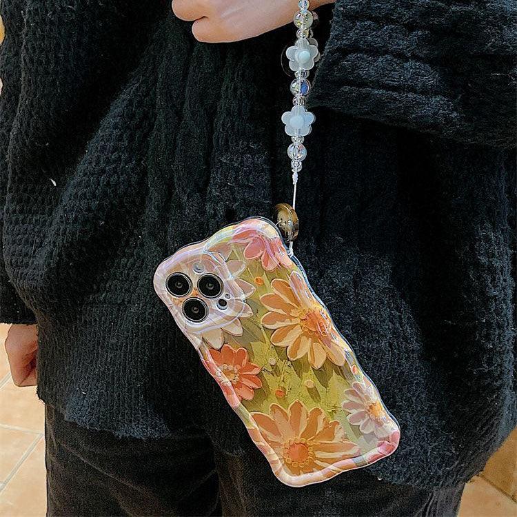 Oil Painting Daisy Flowers With Wristband For iPhone Case - Most iPhone Case