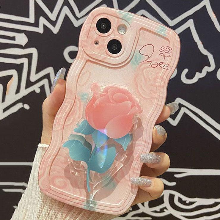 Oil Pink Rose With Wristband & Bracket For iPhone Case - Most iPhone Case