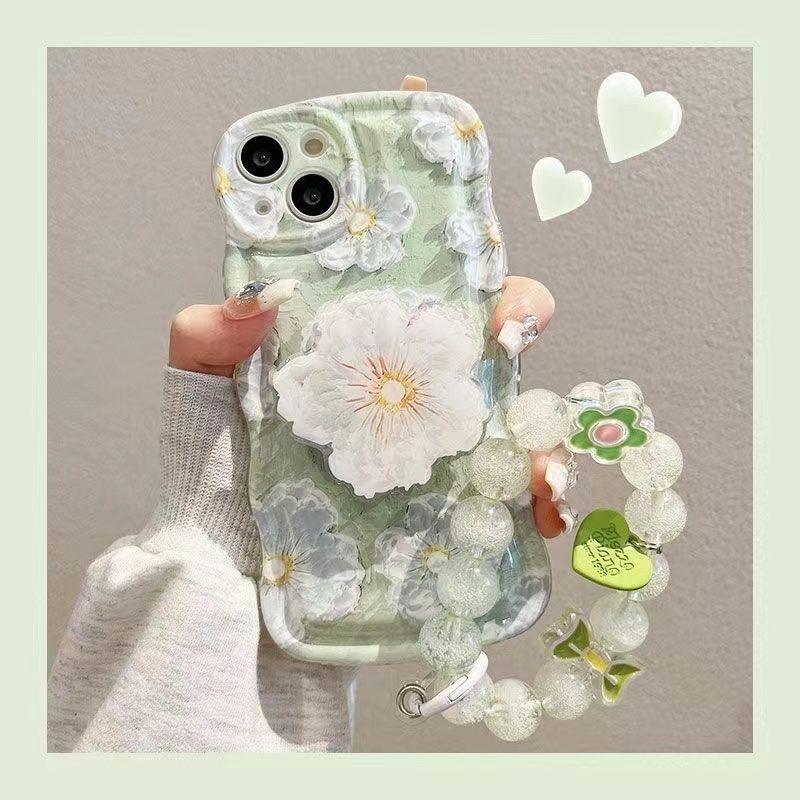 Oil Painting Flower With Bracket & Wristband For iPhone Case - Most iPhone Case