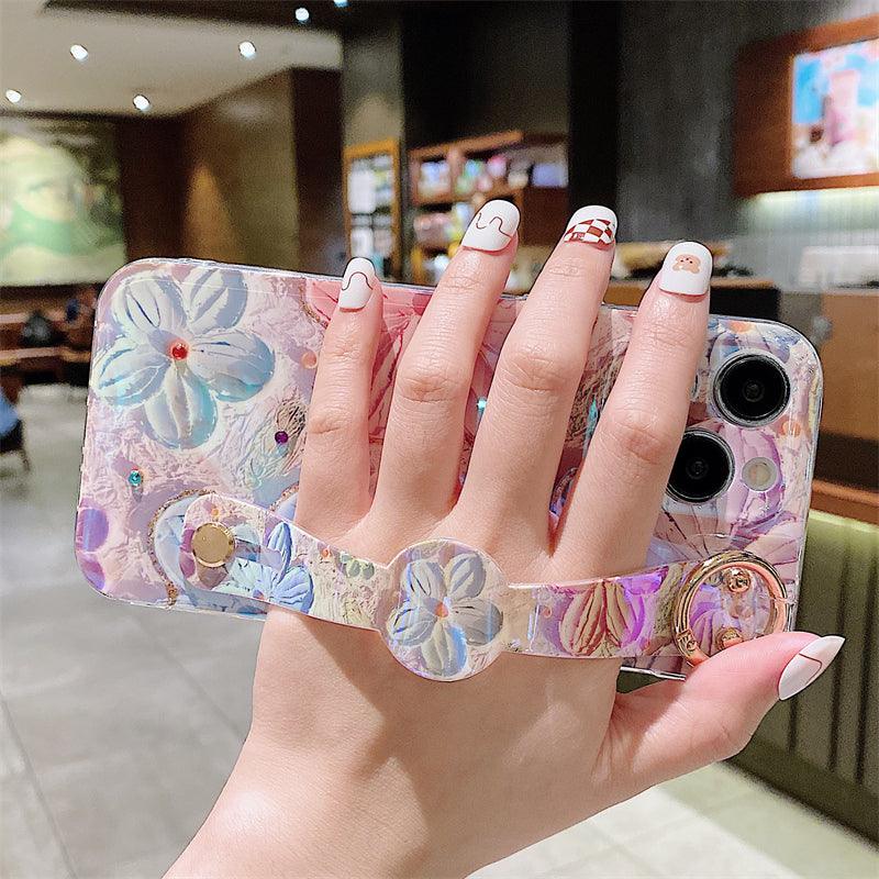 Oil Painting Flower Wristband Holder iPhone Case - Most iPhone Case