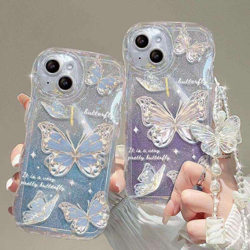 Quicksand Butterfly With Wristband For iPhone Case - Most iPhone Case