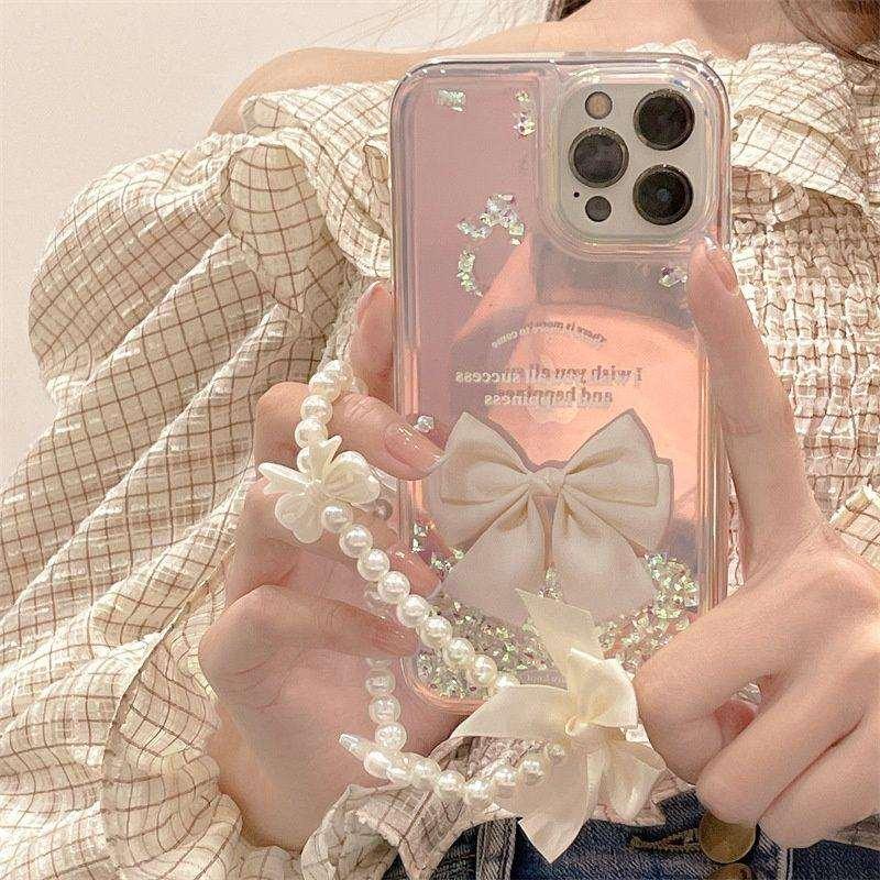 Quicksand Gradient Color Bow-knot With Wristband For iPhone Case - Most iPhone Case