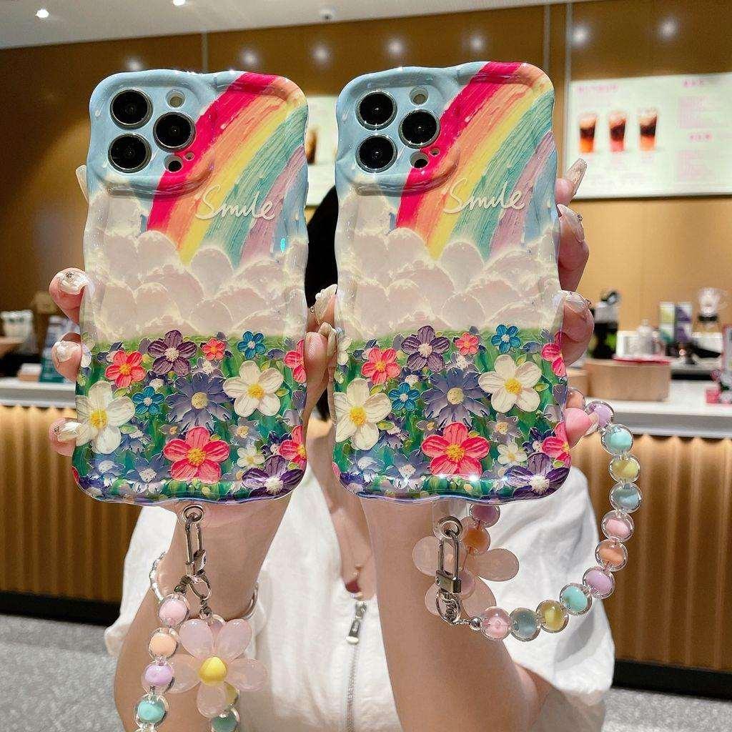 Rainbow Cloud Flower With Wristband For iPhone Case - Most iPhone Case