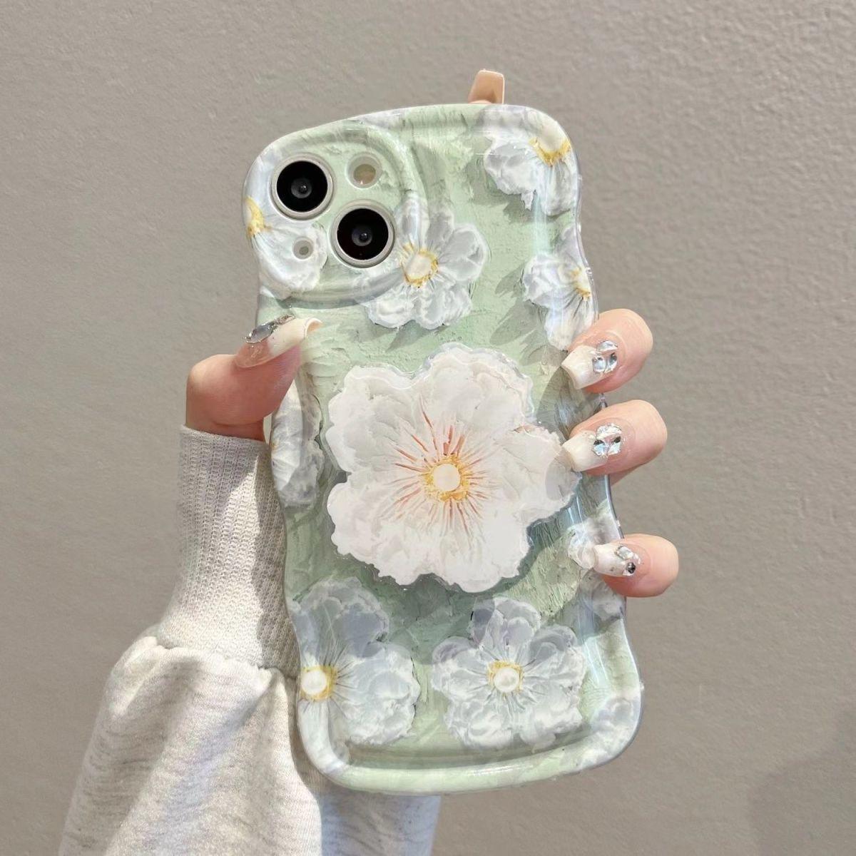 Oil Painting Flower With Bracket & Wristband For iPhone Case - Most iPhone Case