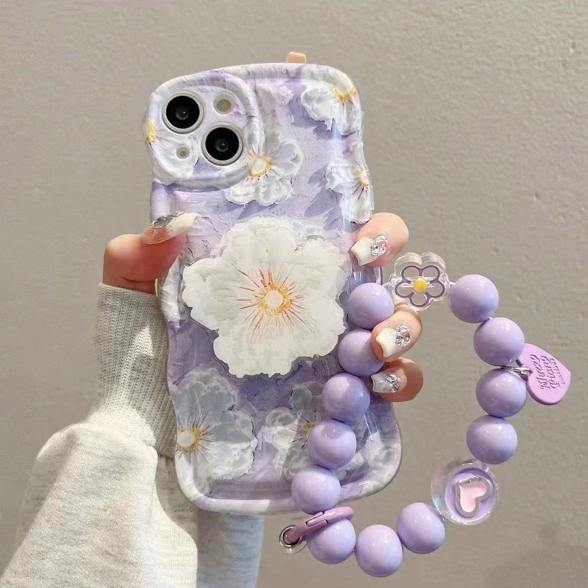 Oil Painting Flower With Bracket & Wristband For iPhone Case - Most iPhone Case