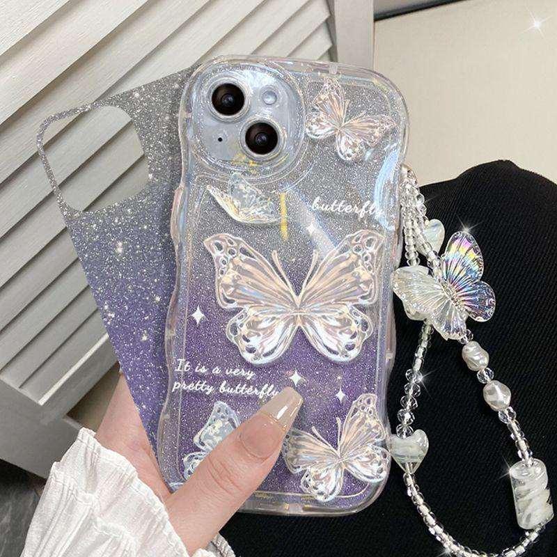 Quicksand Butterfly With Wristband For iPhone Case - Most iPhone Case