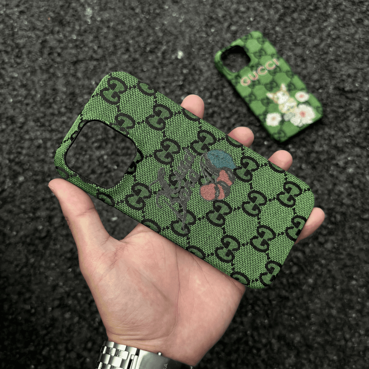 Embroidered Cat and Floral Phone Case