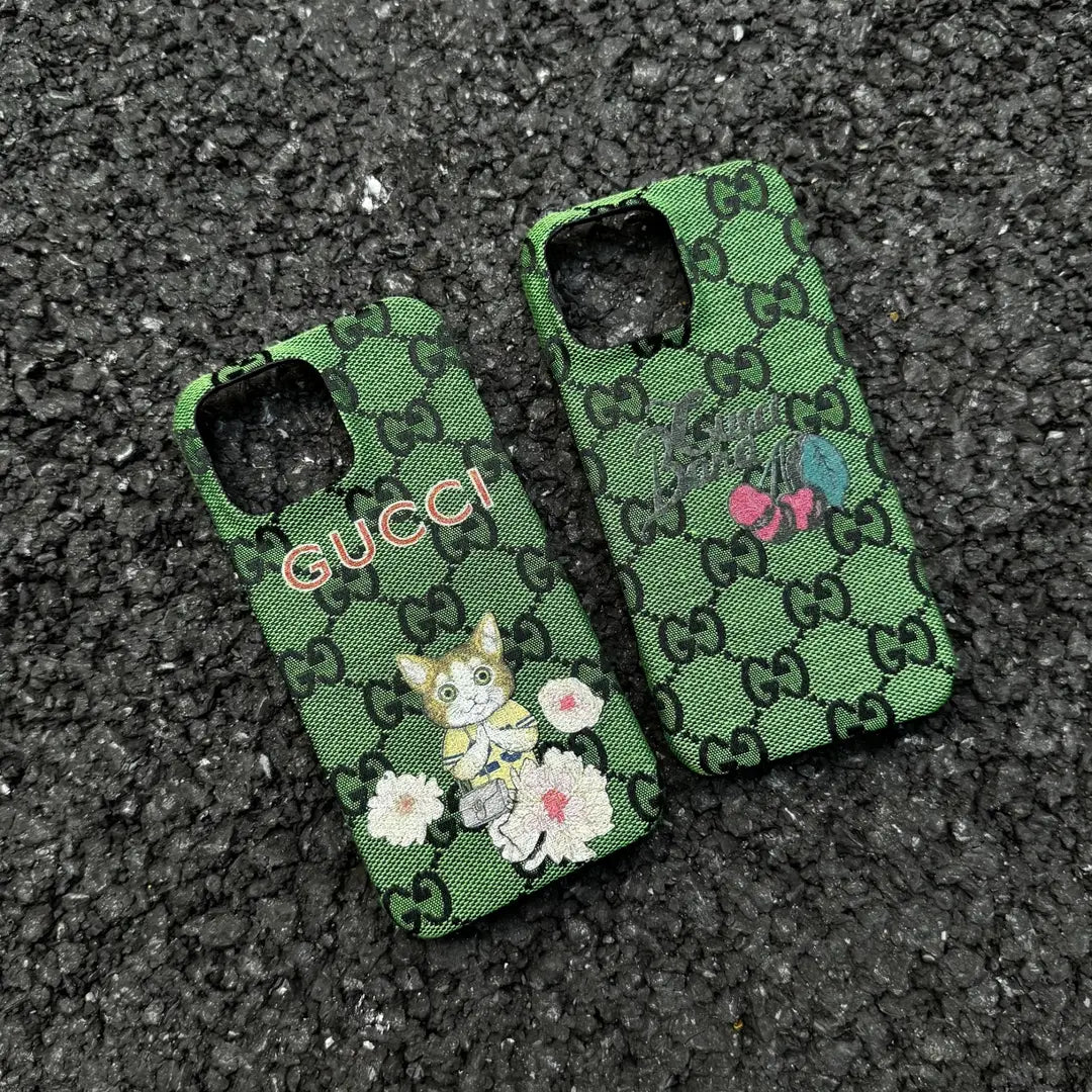 Embroidered Cat and Floral Phone Case